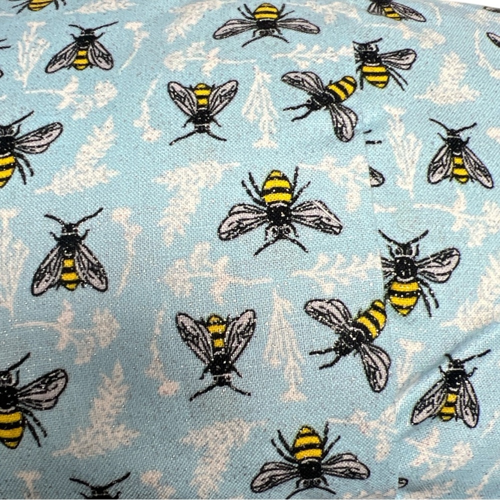 Hand Crafted Embroidered Mom Accent Pillow Blue and White with Bees and Flowers - Picture 5 of 12